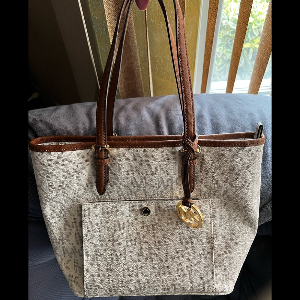 Michael Kors Beige & Tan Bag - Like New
